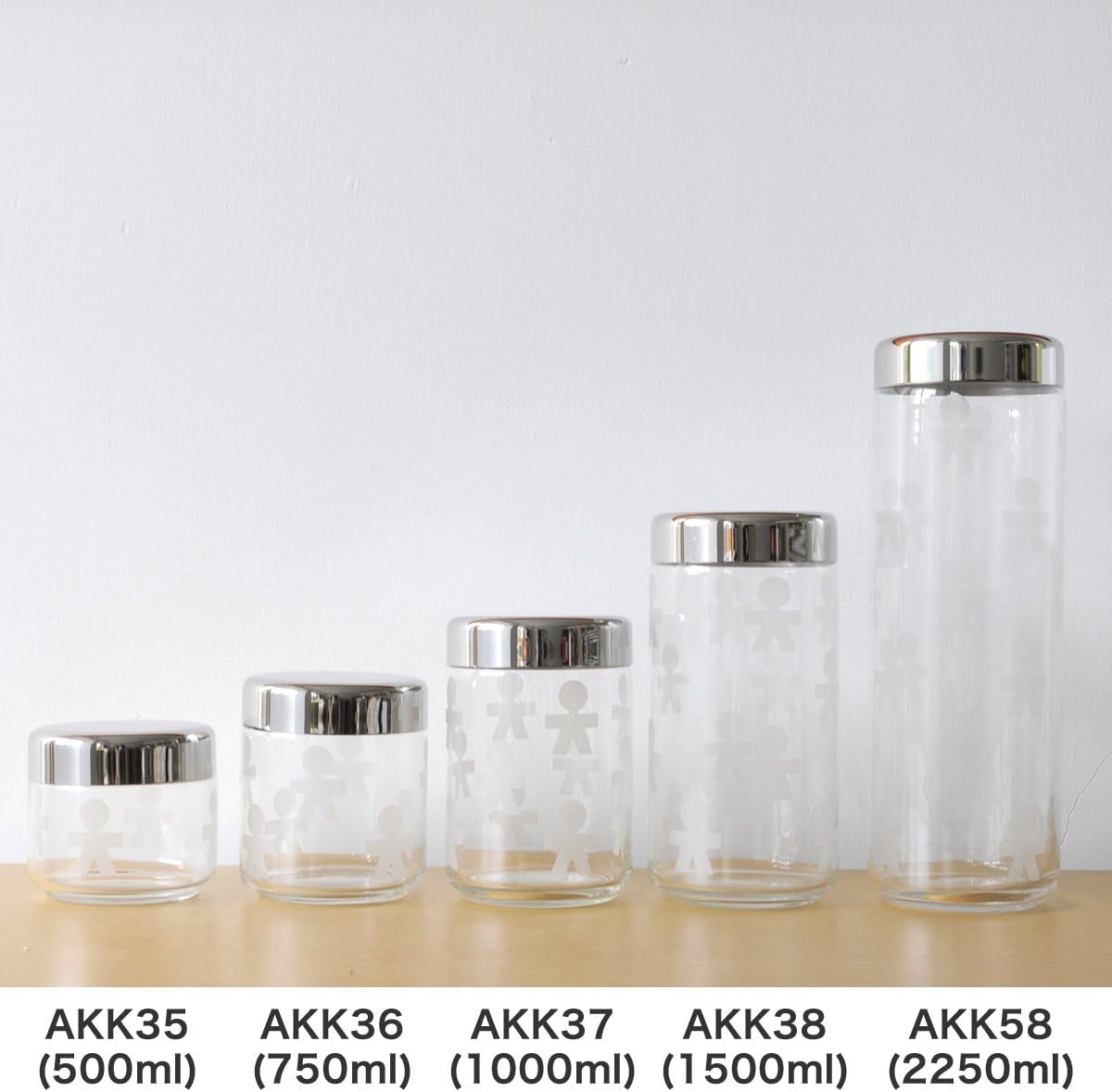 Alessi AKK37 GIROTONDO Tarro de cocina de cristal con impresión y tapa sellada de acero inoxidable, L 21,6 cm, Al 10,5 cm Cajas para conservar alimentos Naty Shop