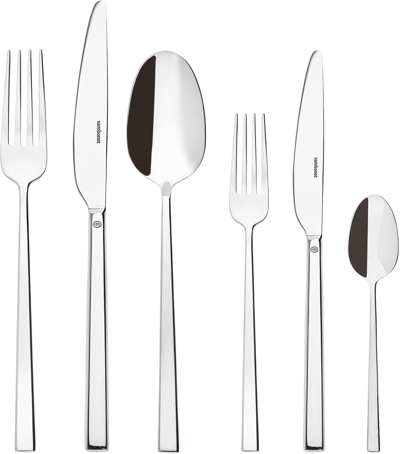 Sambonet 52562-N2 Rock acero inoxidable - Juego de cubiertos monobloc acero inoxidable 18/10 Cocina Naty Shop Set 6 personas - 36 piezas