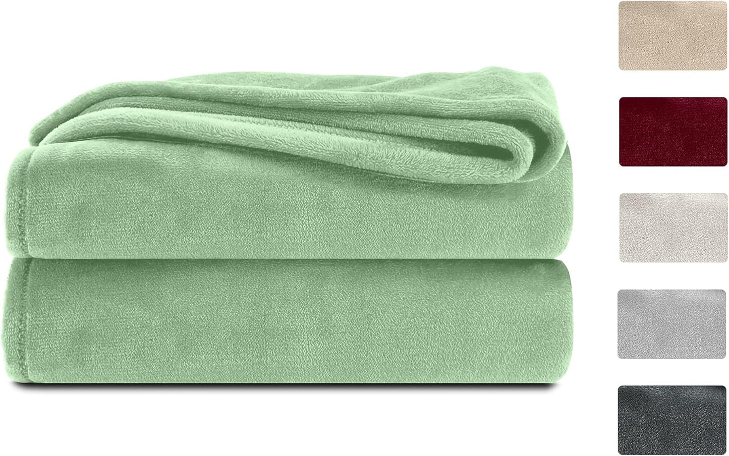 Komfortec manta mullida, cómoda manta, manta polar, certificado Oeko-Tex, súper suave, 150 x 200 cm, 260 g/m², beige Camas y mantas Besuche den Komfortec-Store Verde claro 220 x 240 cm