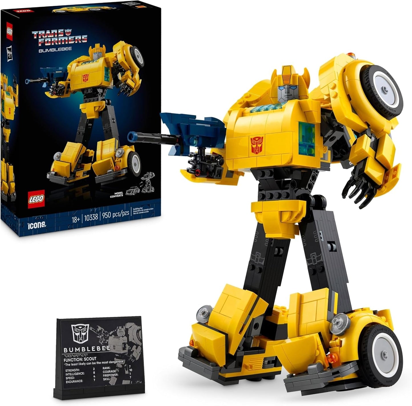 LEGO Icons Transformers Bumblebee, Figura de acción de robot coleccionable para adultos, Set de construcción de películas para fanáticos de la ciencia ficción, Se puede transformar en un automóvil, Juguete de aventuras 10338 Juegos de construcción Besuche den LEGO-Store Default Title