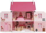 Janod Mademoiselle Casa de muñecas de madera de 3 pisos con 11 accesorios, réplica de juguete, desarrolla la imaginación, a partir de 3 años, J06581