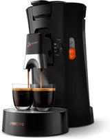 PHILIPS Senseo Select Cafetera espresso de cápsulas con selección de intensidad de café y función memoria, fabricada en plástico reciclado, color: negro (CSA240/60)