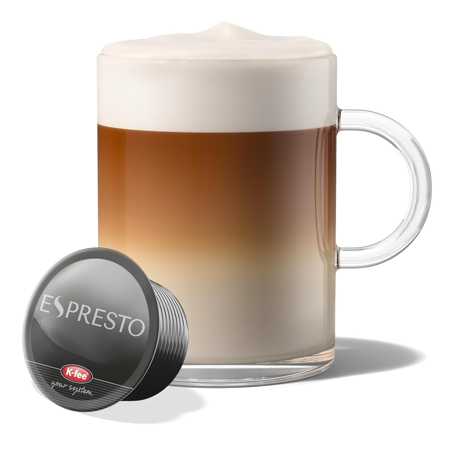 ESPRESTO Latte Macchiato Tipo Vainilla, compatible con K-fee y ALDI EXPRESSI*, certificado RFA, dulce y armonioso, 48 cápsulas de café y 48 cápsulas de leche