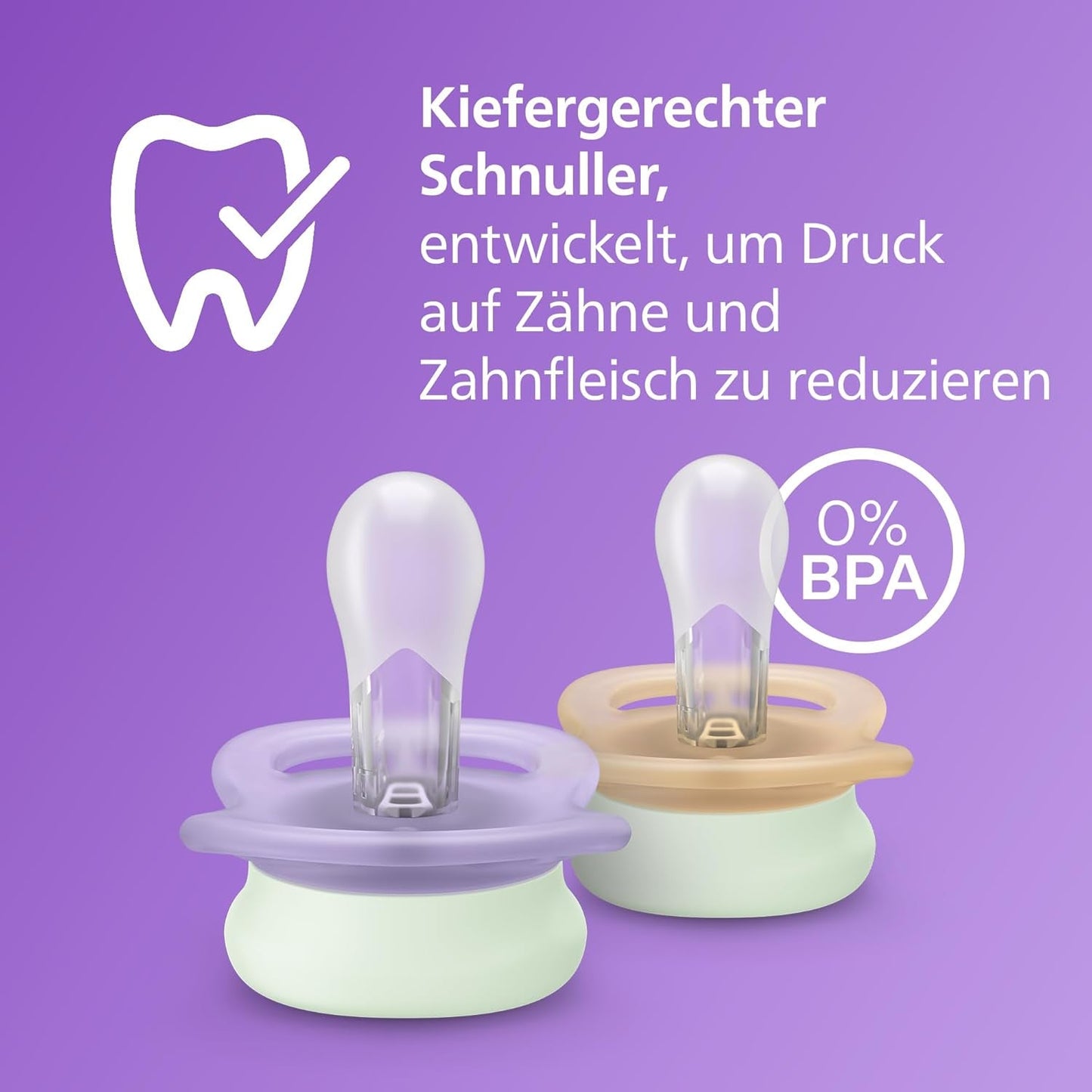 Philips AVENT Chupete nocturno Ultra Start, Chupete ortodóntico para recién nacidos, Brilla en la oscuridad, Sin BPA, con contenedor de esterilización, Paquete doble, Luna, Estrella, SCF075/07