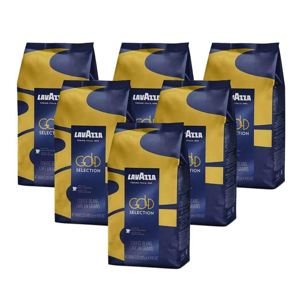 Lavazza Café Espresso Gold Selection, granos enteros, café molido, paquete de 6, 6 x 1000 g