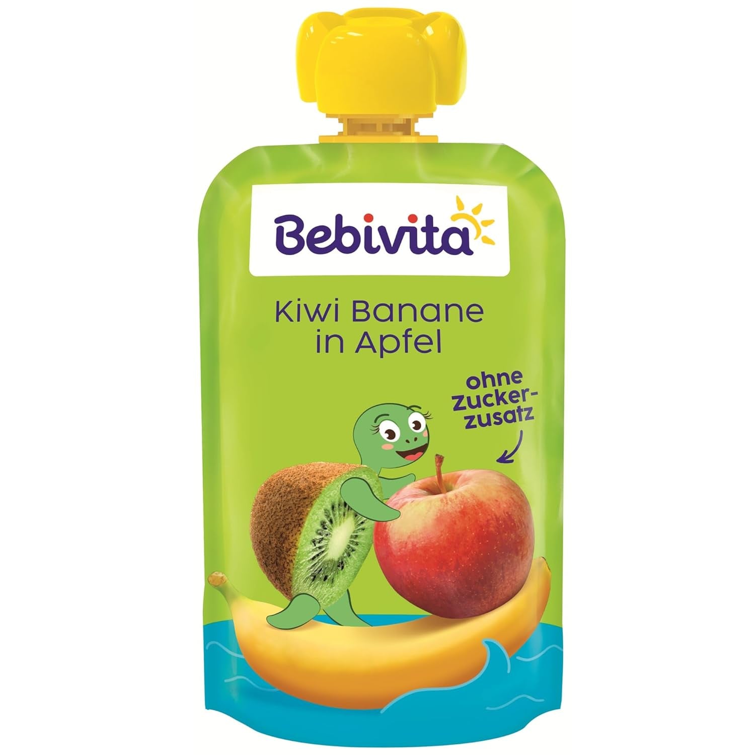 Kiwi Plátanos en Quetschie de Manzana (6 x 120 g), sin Zuckerzusatz, sin gluten, ideal para refrigerios fuera de casa y autónomos