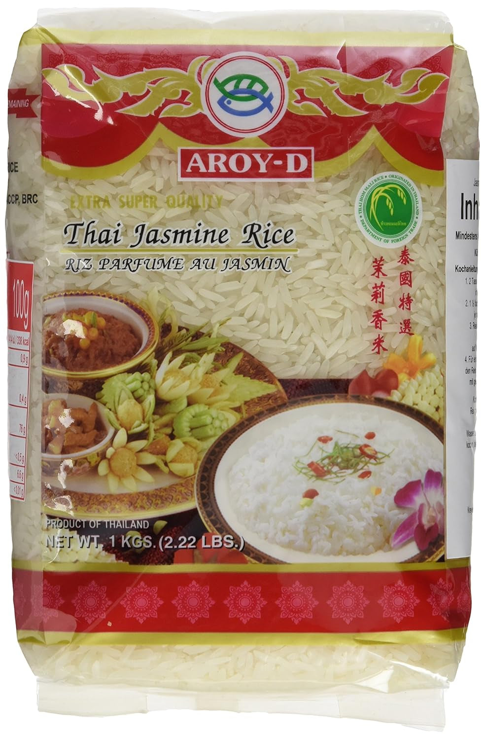 Arroz aromático Aroy-D, arroz de grano largo 100%, 1 paquete (1 x 5 kg)