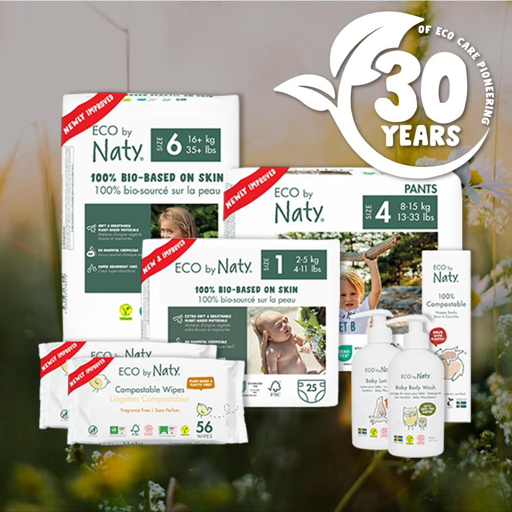 Toallitas Naty Bebé | 100% herbario y libre de fragancias para pieles sensibles | Toallitas compostables certificadas y sin plástico con 98% de agua purificada | 672 toallitas (12 paquetes)