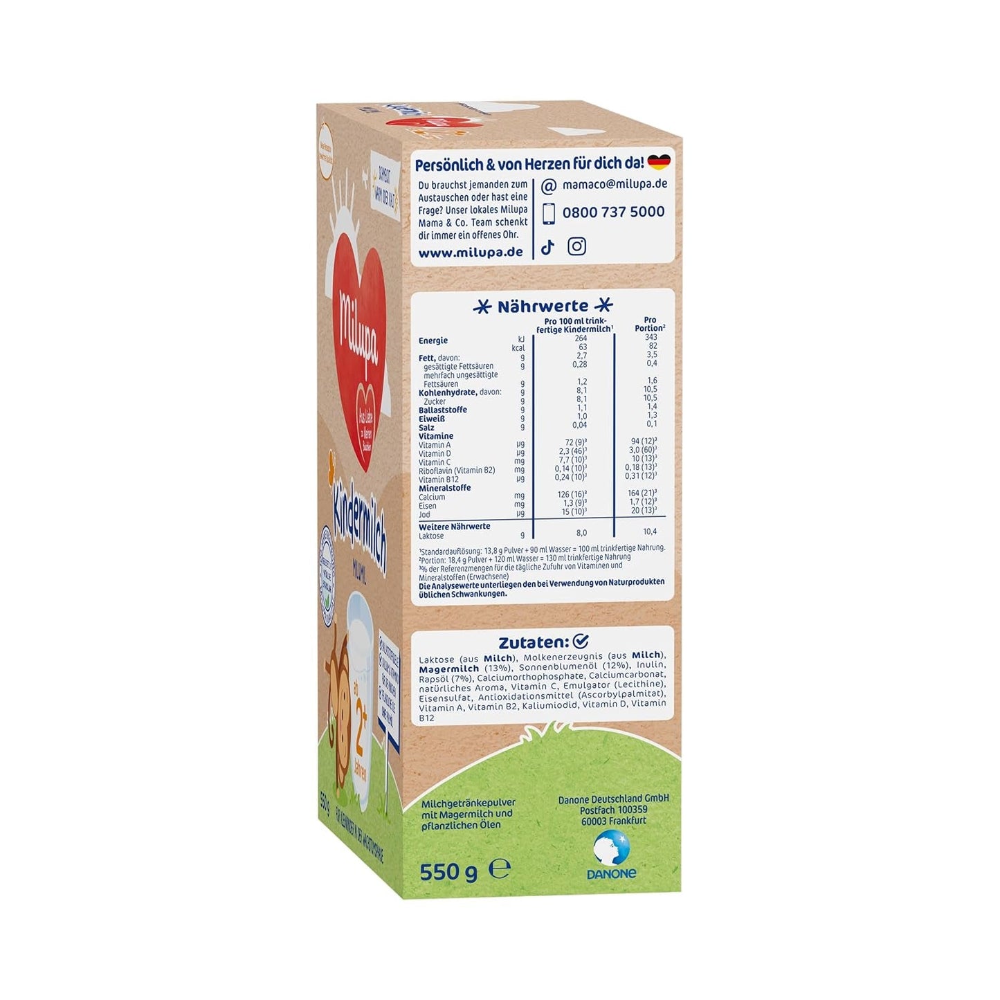 Milupa Milumil Leche de crecimiento 2+ - A partir de 1 año - Para niños pequeños en fase de crecimiento - 5 x 550 g