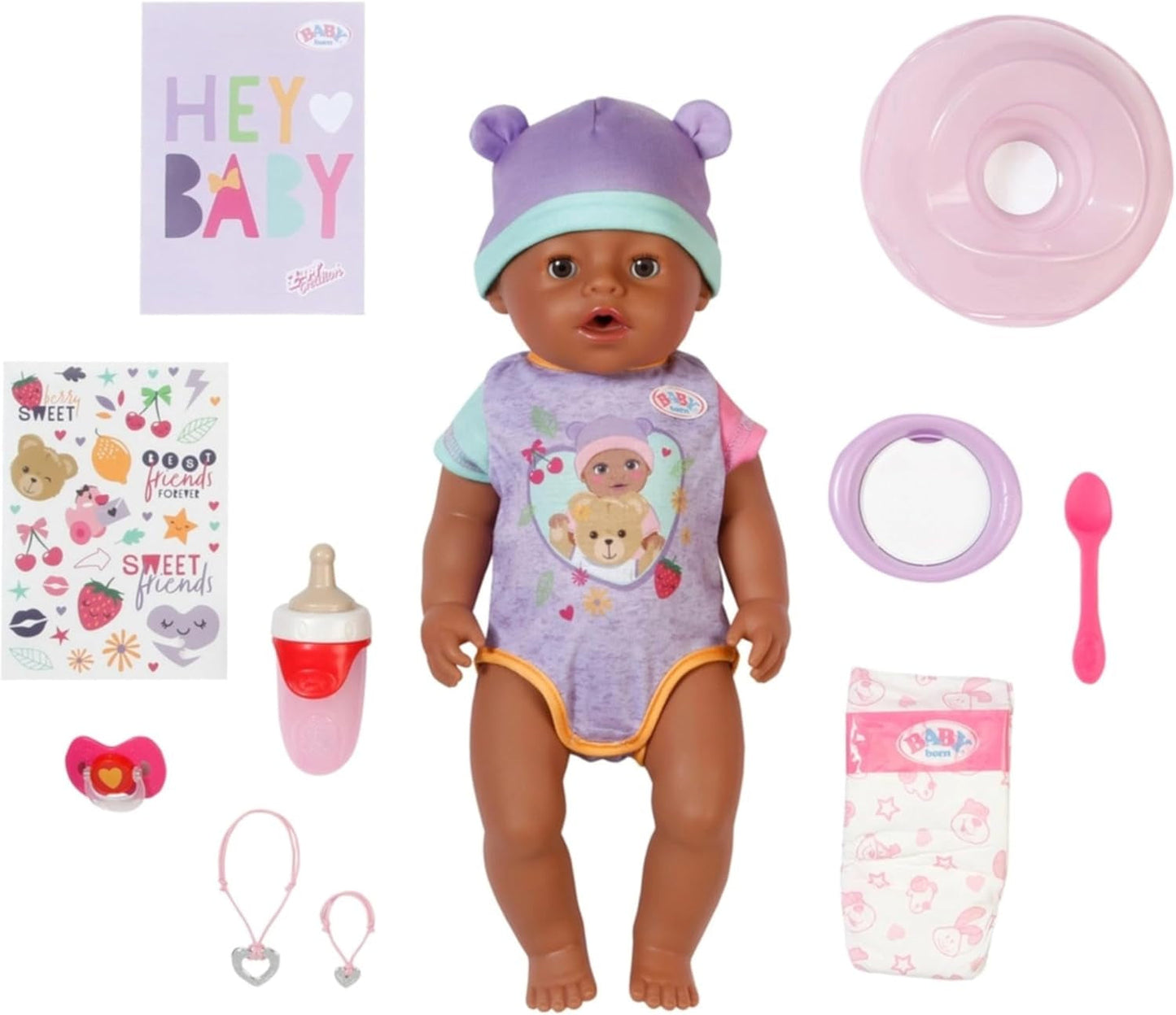 BABY Born Eva - muñeca bebé 43 cm - 10 funciones incluidos accesorios y colchón - Funciona completamente sin pilas - Apto para niños a partir de 3 años