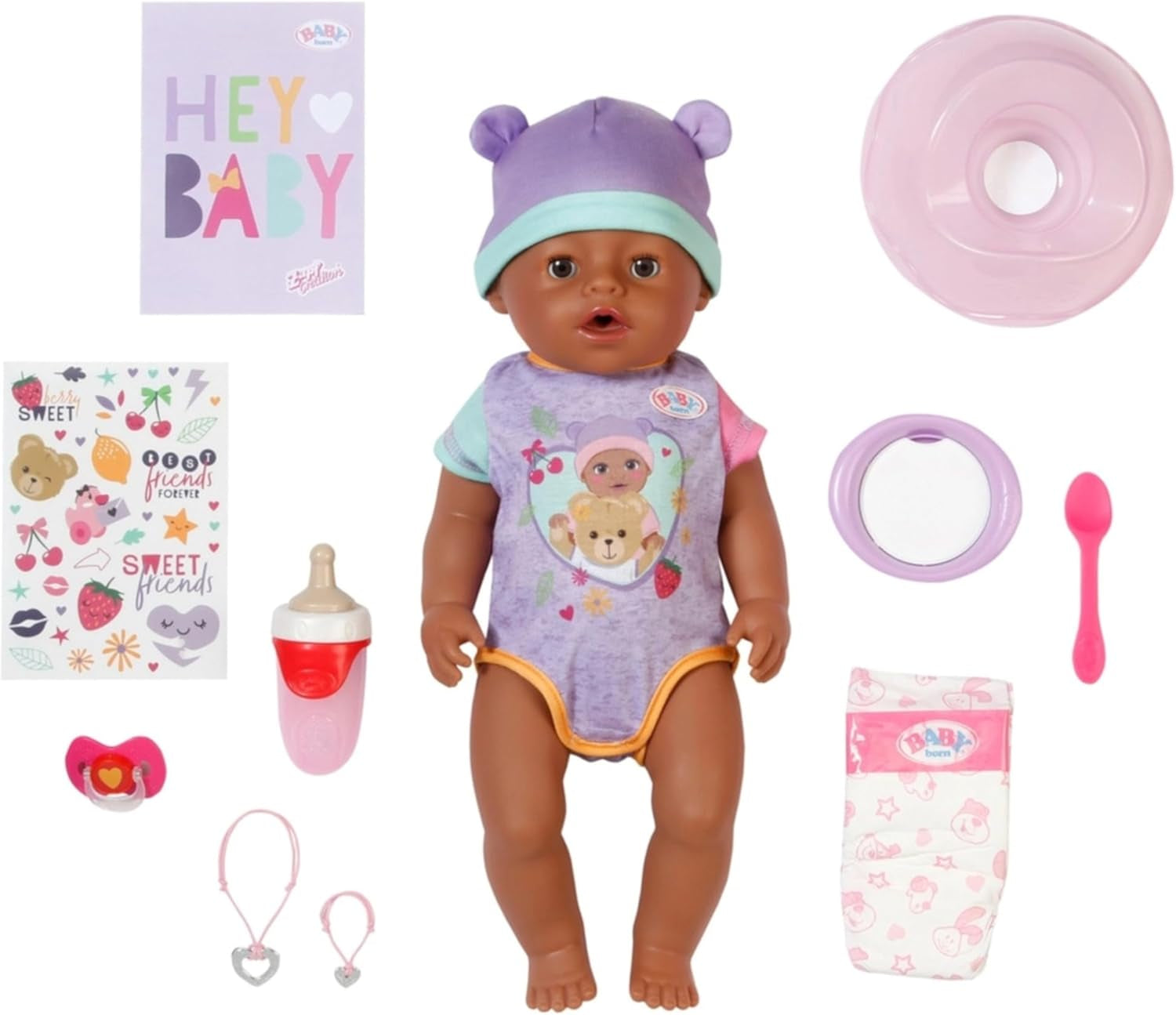 BABY Born Eva - muñeca bebé 43 cm - 10 funciones incluidos accesorios y colchón - Funciona completamente sin pilas - Apto para niños a partir de 3 años