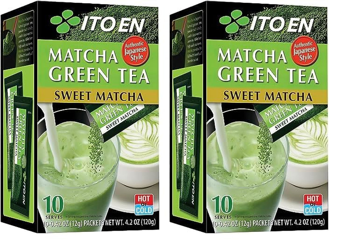 ITO ES Matcha instantáneo en polvo – Té Matcha en polvo endulzado en sobres de 12 g (10 piezas por paquete) – 1 x 120 g (paquete de 2)
