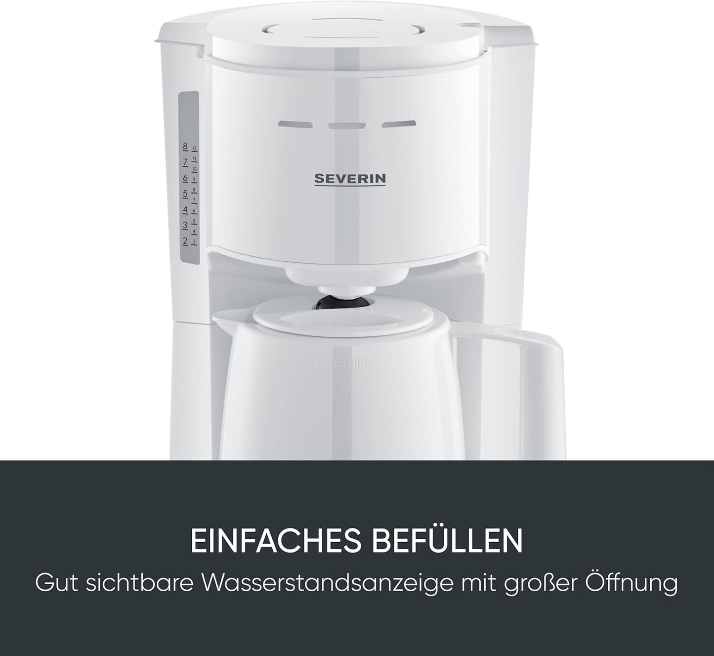 Cafetera espresso Severin con filtro y 2 jarras térmicas, cafetera espresso con tapa, vertido sin goteo, mantenimiento prolongado de la temperatura, apagado automático, 1000 W, aprox. 1 litro, blanco, KA 9309