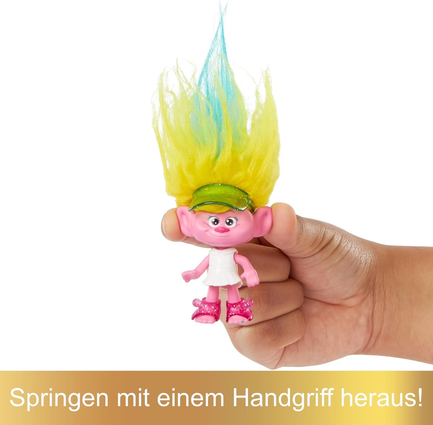 Mattel DREAMWORKS TROLLS United We Stand - Muñeca Viva Hairy Surprises con pelo de felpa amarillo brillante y 3 accesorios sorpresa, para niños de 3 años en adelante, HNF11
