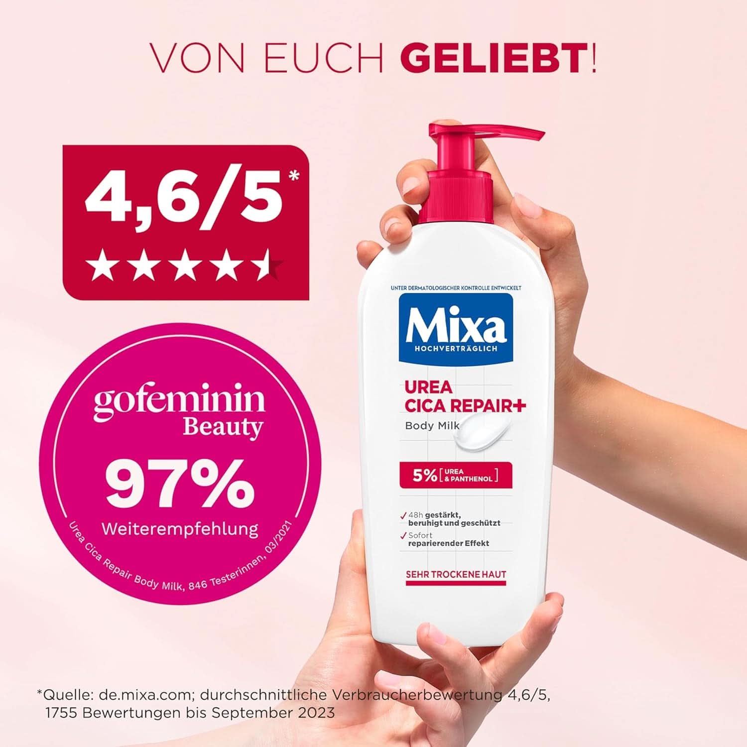 Mixa Urea Cica Loción Corporal XXL, Con urea y pantenol regenerador, Leche corporal calmante y protectora, Para pieles secas, 400 ml Ducha y baño Naty Shop