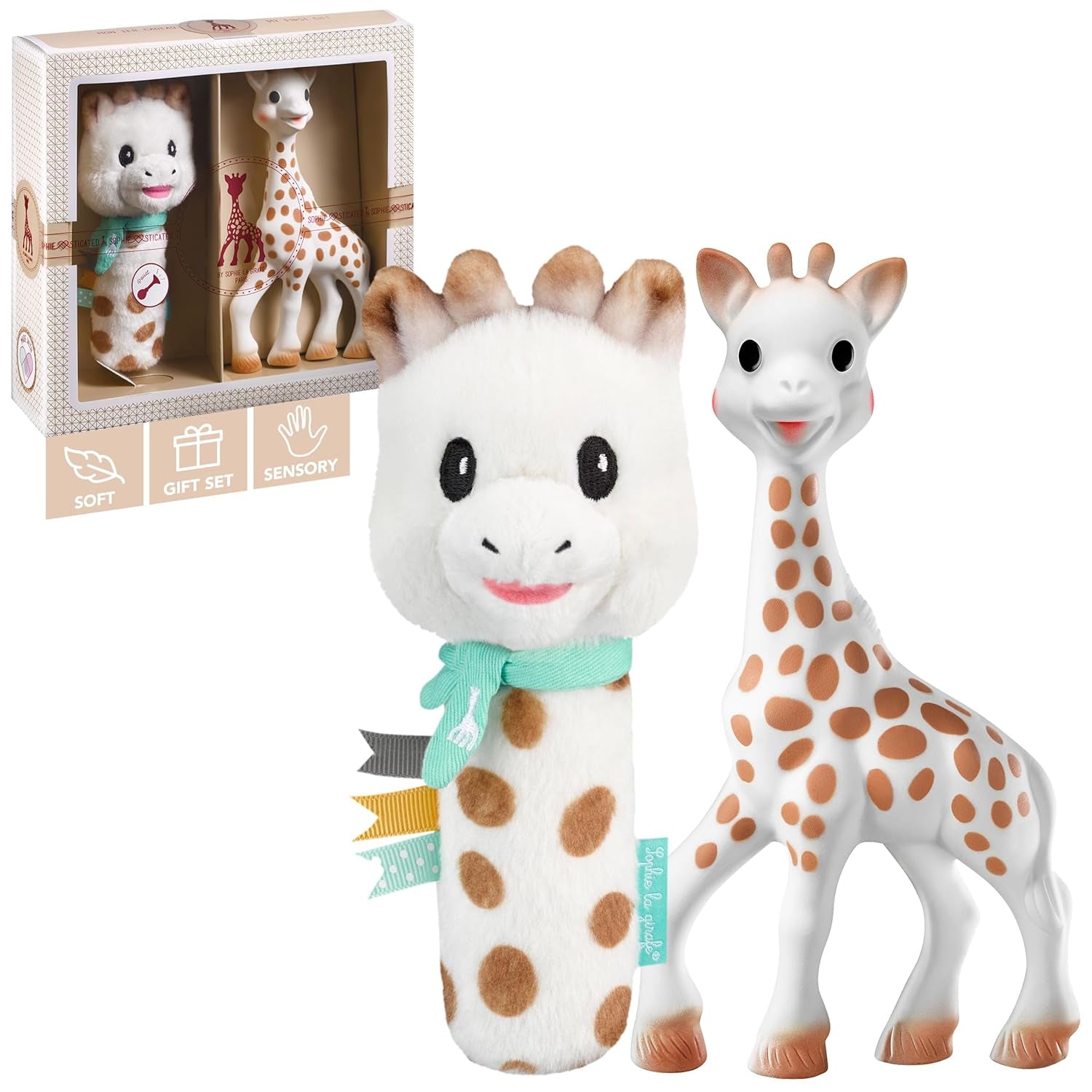 Set de regalo de cumpleaños Sophie la jirafa Sophiesticated sonajero pouet 00012 Baby Toys Naty Shop Set de regalo individual Sweety