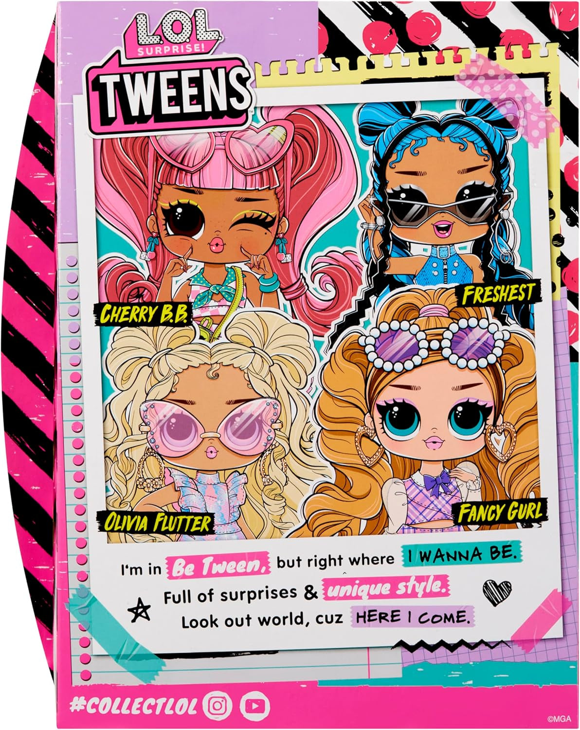Jajaja ¡Sorpresa! Tweens Core Doll - Fancy Girl - Incluye 1 muñeca de moda con atuendo y accesorios, 4 objetos coleccionables, Rose