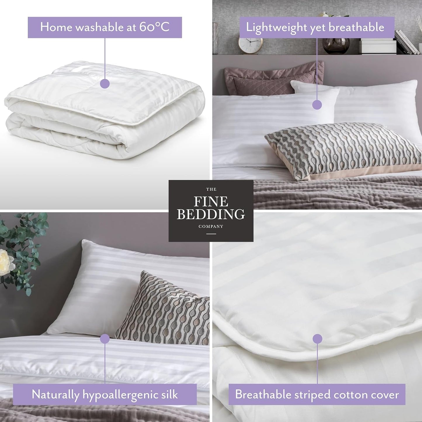 Edredón de seda boutique, ropa de cama de lujo, lavable a máquina (13,5 tog, doble) Naty Shop Quilts & Quilts