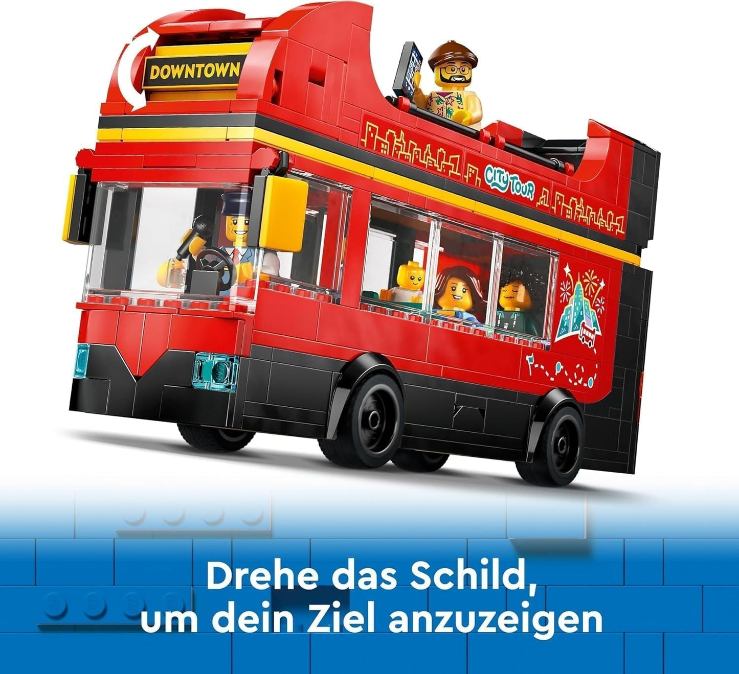LEGO City Autobús de dos pisos, autobús de juguete de dos pisos, juego de vehículos para niñas y niños a partir de 7 años, contiene 5 figuras, incluido un bebé en un cochecito 60407 Juegos de construcción Besuche den LEGO-Store