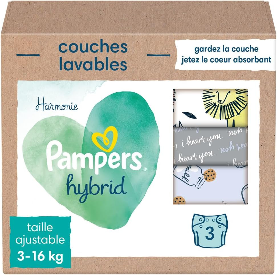 Pañales lavables Pampers - Harmony Hybrid Baby Paquete de 3 pañales lavables - 1 pieza