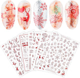 9 Blatt Nagelsticker Weihnachten Nagelaufkleber Selbstklebend Weiß Rentier Schneemann Nail Art Sticker Dekoration Nageldesign Zubehör