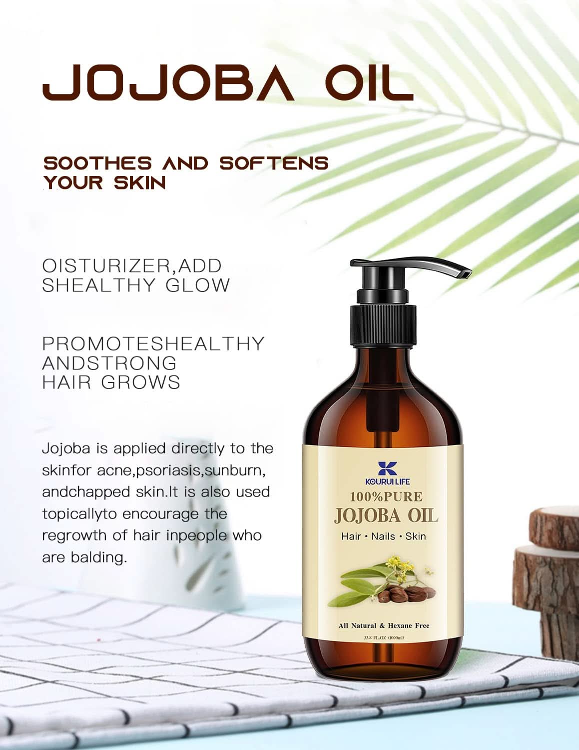 Aceite de jojoba ecológico 1 litro, 100% puro Cosmética y Belleza Naty Shop