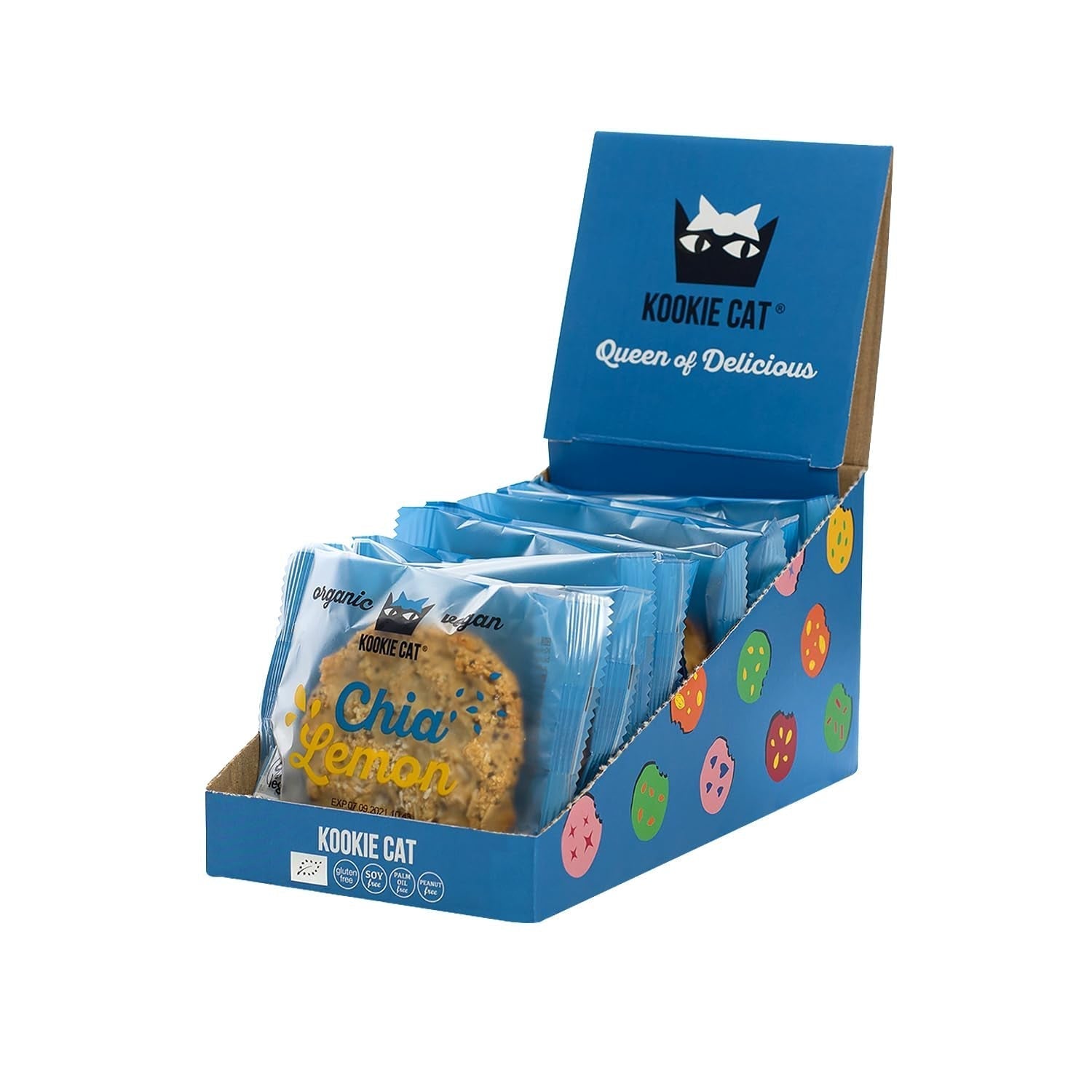 Chía y Limón - Galletas veganas envueltas individualmente, sin gluten, sin soja, orgánicas, anacardos y avena - Paquete múltiple de 12 x 50 g