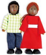 Hape Doll Family - Juego de accesorios para casa de muñecas de cuero oscuro de 6 piezas con figuras de madera y tela, juego de simulación, juguete educativo, juguete de aprendizaje interactivo para niños de 3 años en adelante