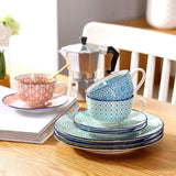 Vancasso Juego de café de Porcelana Macaron, 12 Piezas, Servicio de café Colorido para 4-12 Personas, Juego de Tazas, Incluye Tazas de café, platillos y Platos de Postre