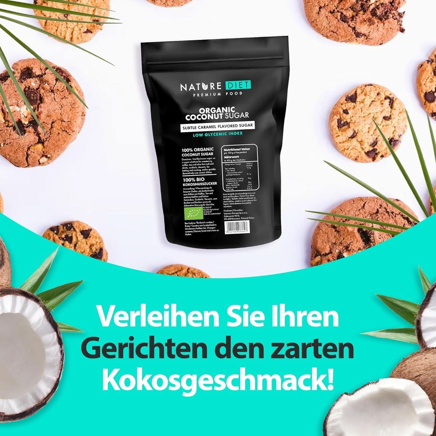 Azúcar de coco ecológico sabor caramelo, 1,5 Kg Edulcorantes Naty Shop