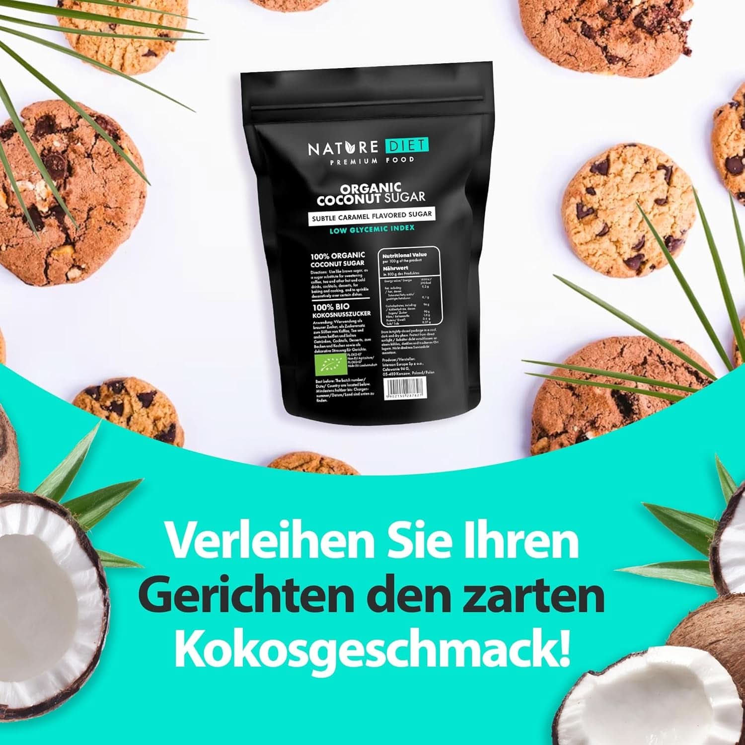 Azúcar de coco ecológico sabor caramelo, 1,5 Kg Edulcorantes Naty Shop