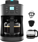 Cecotec Coffee 66 Grind & Drop Essential cafetera de goteo. 1086 W, Molinillo de Cuchillas, Hasta 12 Tazas, Tecnología Extreme Aroma, Digital, Acero Inoxidable, Apagado Automático.