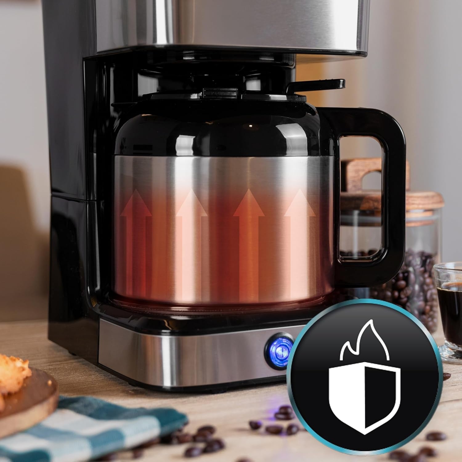 Cecotec Cafetera de goteo Coffee 66 Drop & Thermo, 950 W, 1,2 L, 10 tazas, tecnología ExtremeAroma, función antigoteo, indicador de nivel de agua, filtro principal reutilizable, protección contra sobrecalentamiento