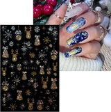 JMEOWIO Nagelsticker Weihnachten Gold Glitter Silver 8 Blatt Nail Art Sticker Selbstklebend Nagelaufkleber Schneeflocke Winterurlaub Dekoration Nageldesign Zubehör