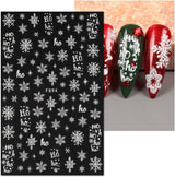 JMEOWIO Nagelsticker Weihnachten Weiß Glitter 8 Blatt Nail Art Sticker Selbstklebend Nagelaufkleber Schneeflocke Decoración navideña Nageldesign Zubehör