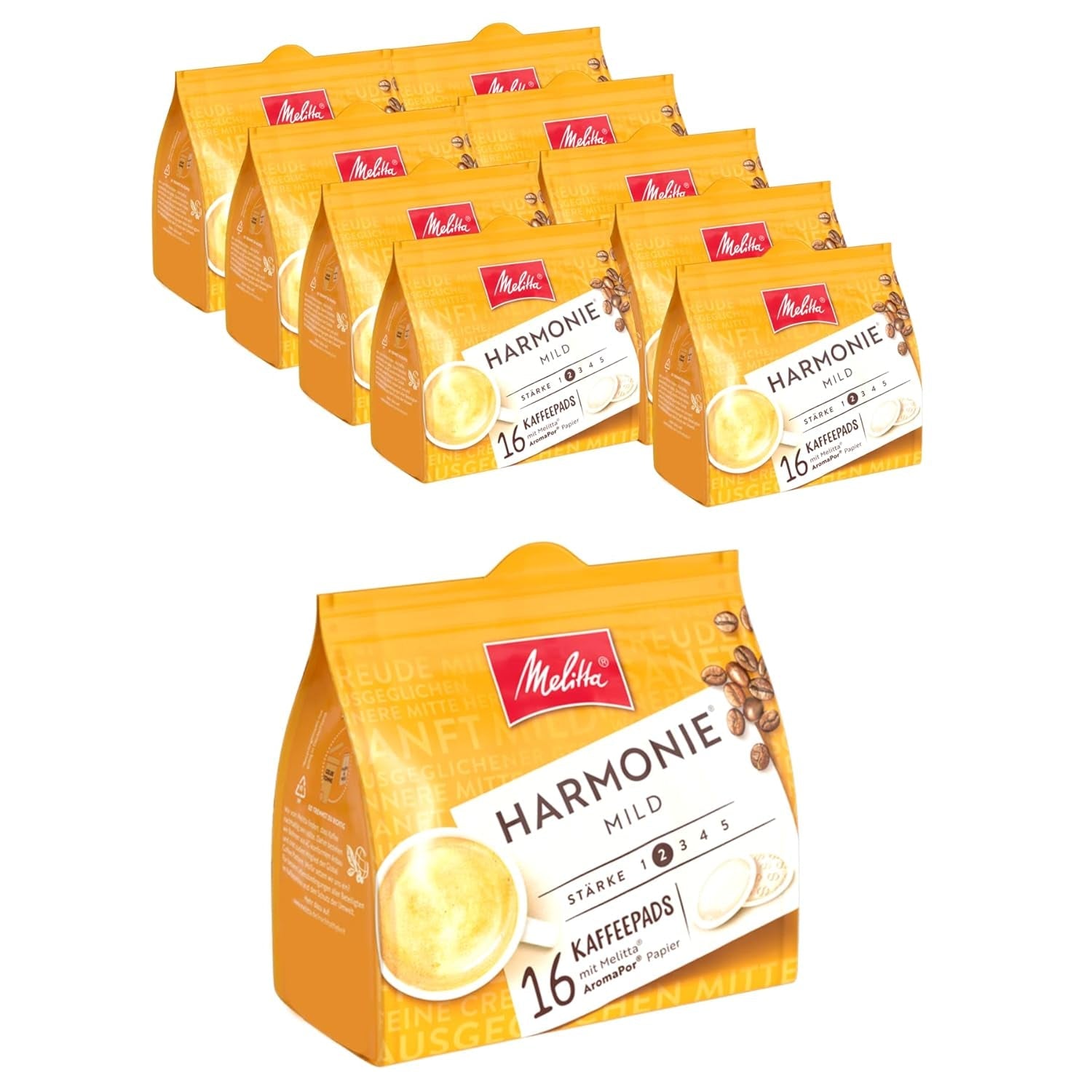 Melitta BellaCrema Intenso gemahlener Röstkaffee in Kaffee-Pads 10 x 16 Pads & Harmonie leve gemahlener Röstkaffee in Kaffee-Pads 10 x 16 Pads