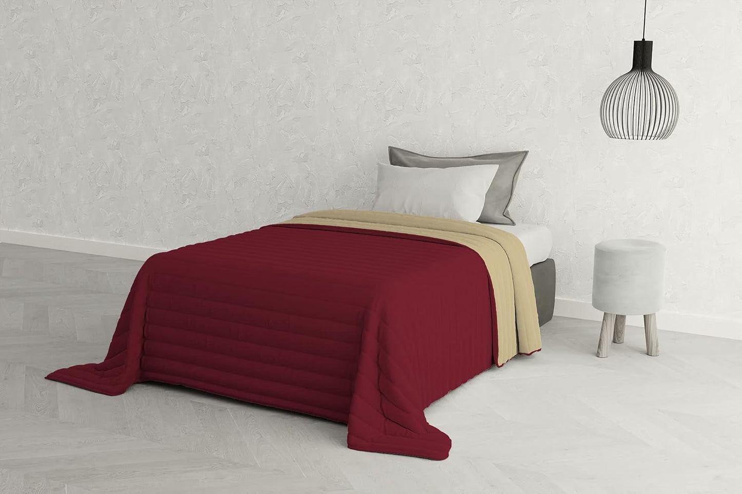 Ropa de cama italiana Estivo cama individual, lino, Aqua, 170 X 270 Cm Edredones y colchas Naty Shop Burdeos/Panna 170 X 270 Cm