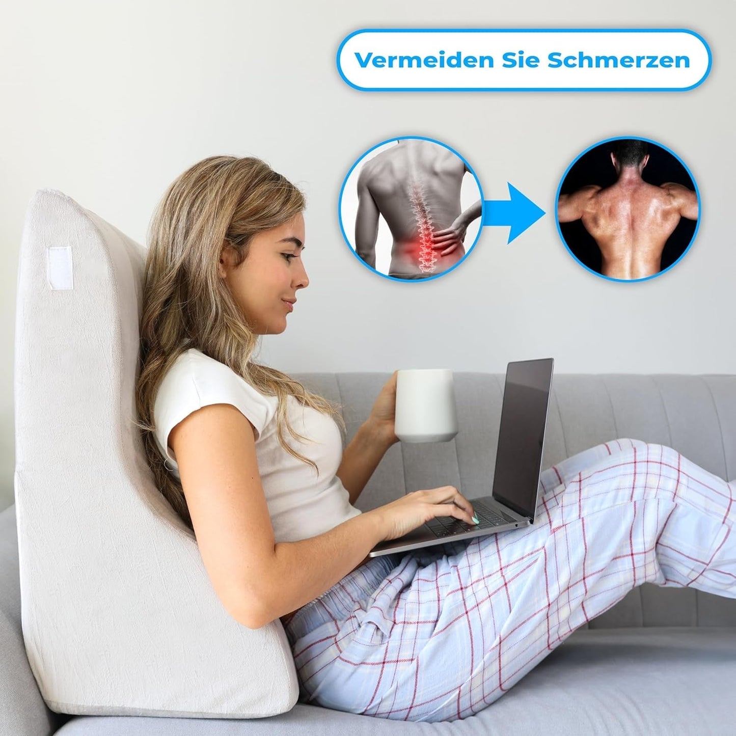 Almohada de lectura de espuma viscoelástica | Almohada de respaldo ergonómica y cuña para cama, sofá y sofá | Almohada ortopédica de apoyo para dolores y tensiones de espalda.