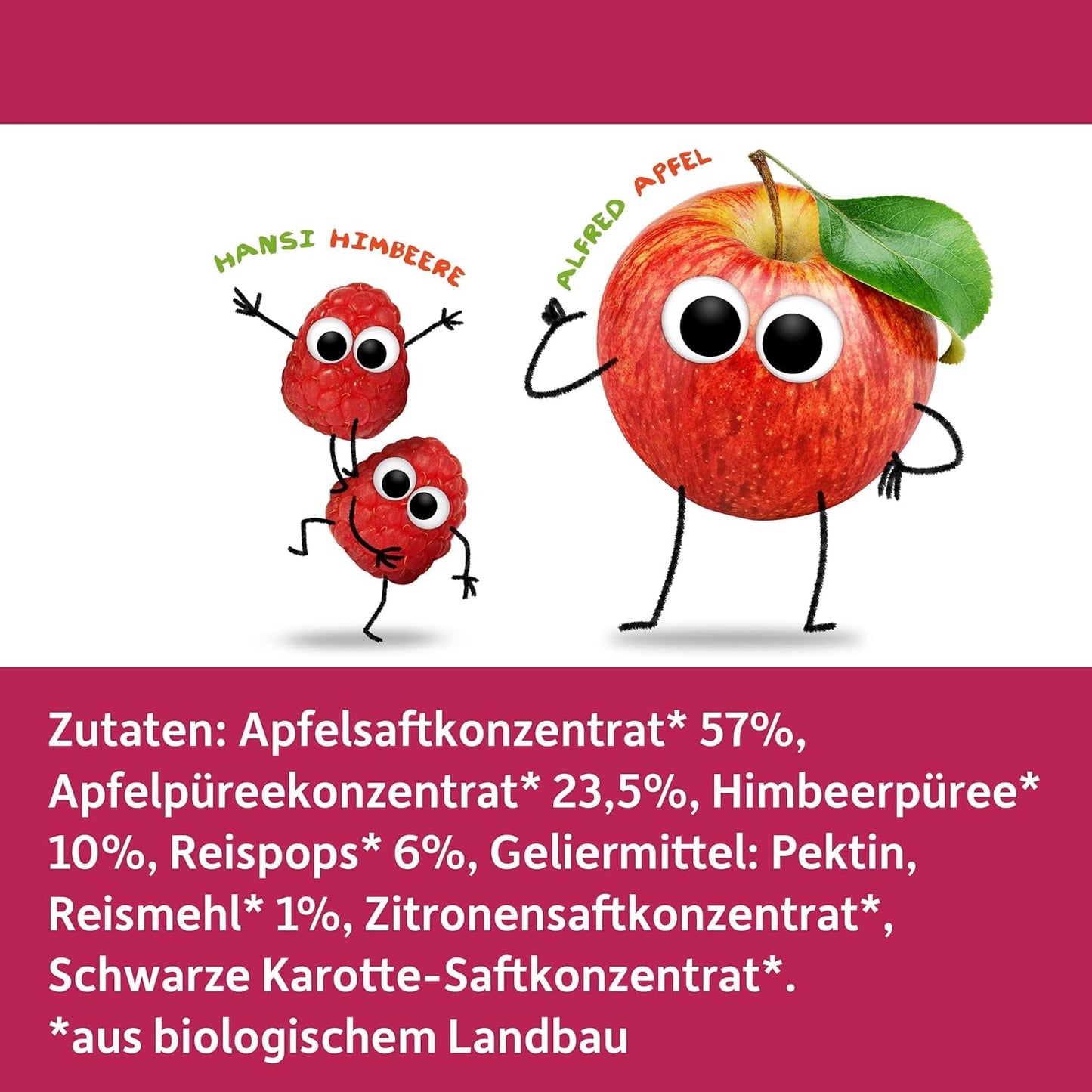 FRECHE FREUNDE Jaleas de frutas orgánicas, piruletas de manzana, frambuesa y arroz, snack dulce afrutado para niños, sin gluten, vegano, paquete de 20 (20 x 30 g)