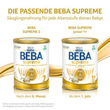 BEBA SUPREME JUNIOR 1 Plus - Bebida para niños a partir de 1 año, con complejo 6 HMO, sin lactosa, sin aceite de palma, sin aceite de pescado, comida para niños pequeños, leche en polvo para bebés, paquete de 6 (6 x 800g)