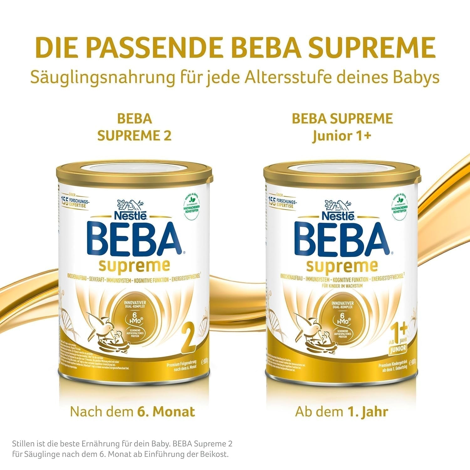 BEBA SUPREME 2 Leche de continuación a partir de los 6 meses, solo lactosa, sin aceite de palma, pack de 6 (6 x 800g) Naty Shop