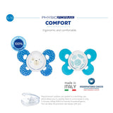 Chicco Chupete PhysioForma Comfort 6-16 meses, 1 pieza, chupete con tetina de silicona, favorece la respiración fisiológica y favorece el correcto desarrollo bucal, azul