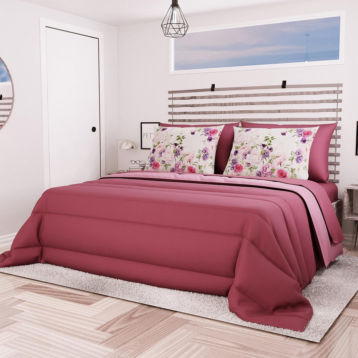 PETTI Artigiani Italiani - Edredón de invierno para cama de matrimonio, maxi, monocromático, doble cara, blanco, gris, 100% Made in Italy Edredones y edredones Naty Shop Ciruela Medida cama 100X200: [Edredón 170 X 260 Cm]