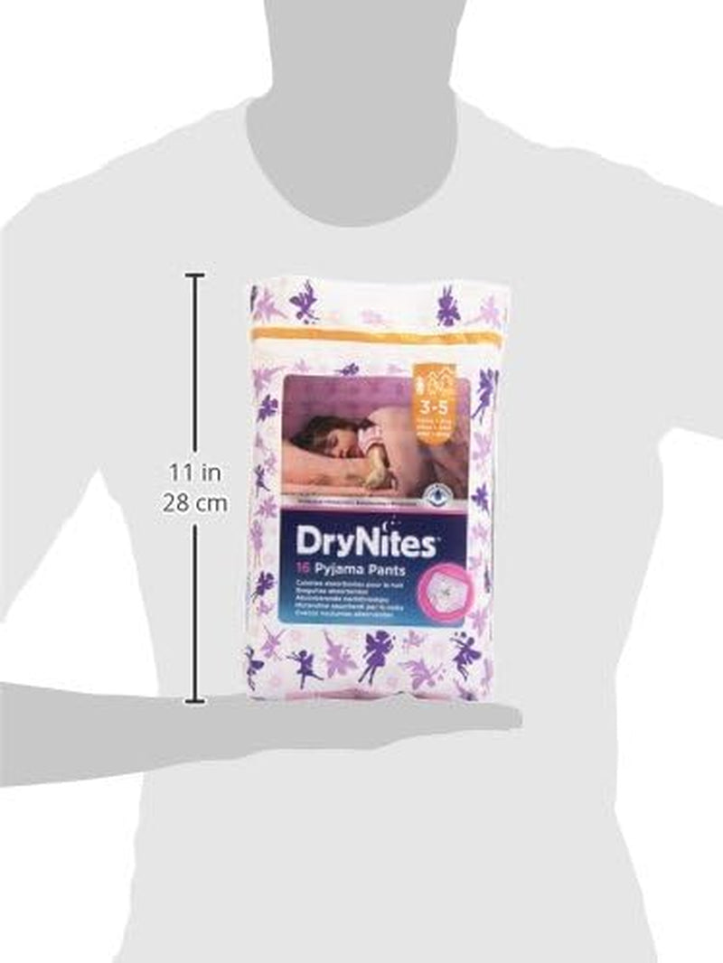 DryNites Pantalones de pijama para niñas de 3 a 5 años 1 paquete (1 x 16 piezas)