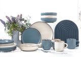 CreaTable, 21016, serie Modern Scandic Blue-Grey, juego de vajilla de 16 piezas, servicio combinado de porcelana, apto para lavavajillas y microondas, fabricación de calidad