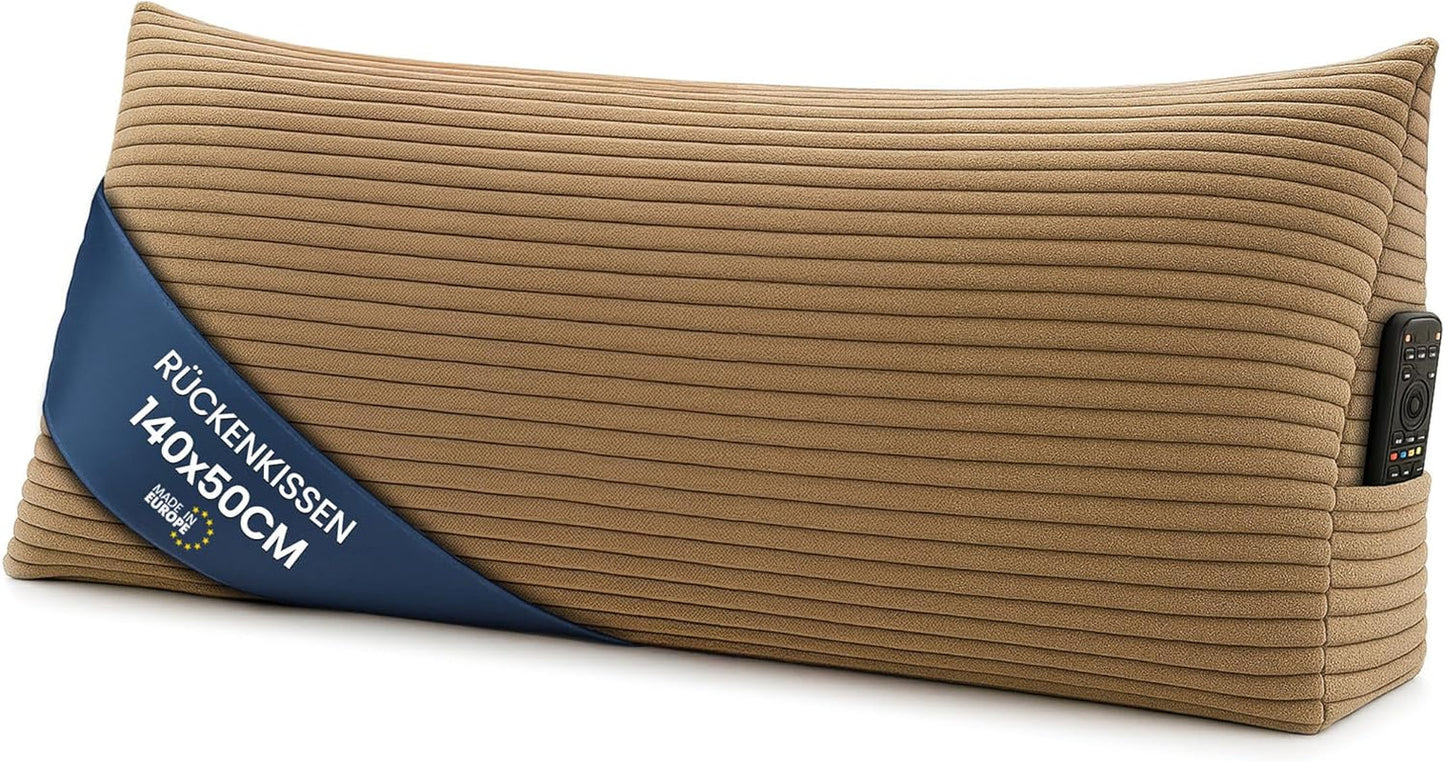 Almohada de plumas, cojín de respaldo, almohada de terciopelo, ancho 70 cm - almohada de lectura para cama, sofá y sofá, almohada de sofá grande, almohada de pared, almohada de sofá, almohada de lectura, almohada de respaldo, gris claro
