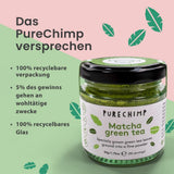 Purechimp Polvo Matcha Grado Ceremonial 50g. Té en polvo 100 % puro cultivado en sombra para cafés con leche, infusiones y recetas. Tarro reciclable. Rico en antioxidantes.