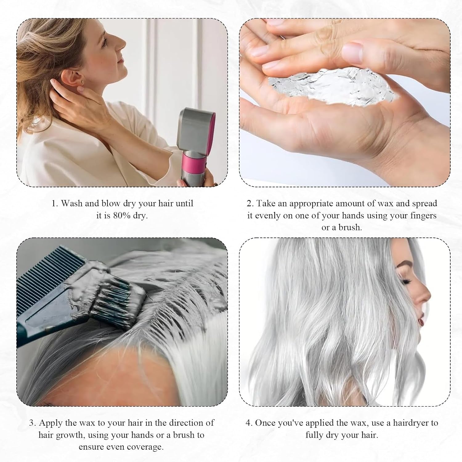 Tinte para el cabello Gris Plata Natural Gris Plata Tinte en Crema, Tinte para el Cabello Gris en Crema Gris Plata, Gris Plata Tinte para el Cabello Natural en Crema Tinte para todo tipo de cabello con 1 Masajeador del Cuero Cabelludo (100ml) Tinte para el cabello Naty Shop