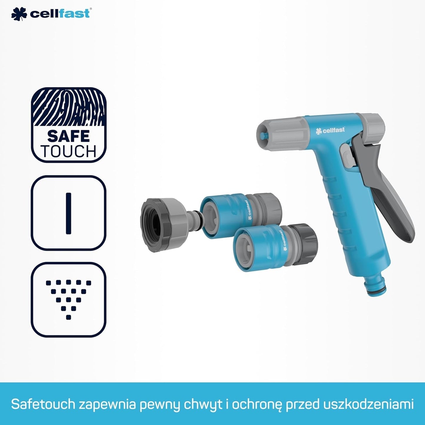 Cellfast Ideal juego de manguera de jardín, robusto, flexible, 4 capas, aspersor, resistente a los rayos UV y a las algas, tecnología Reach, 27 bar, -20/+60° a corto plazo, 1/2 pulgada, 20 m