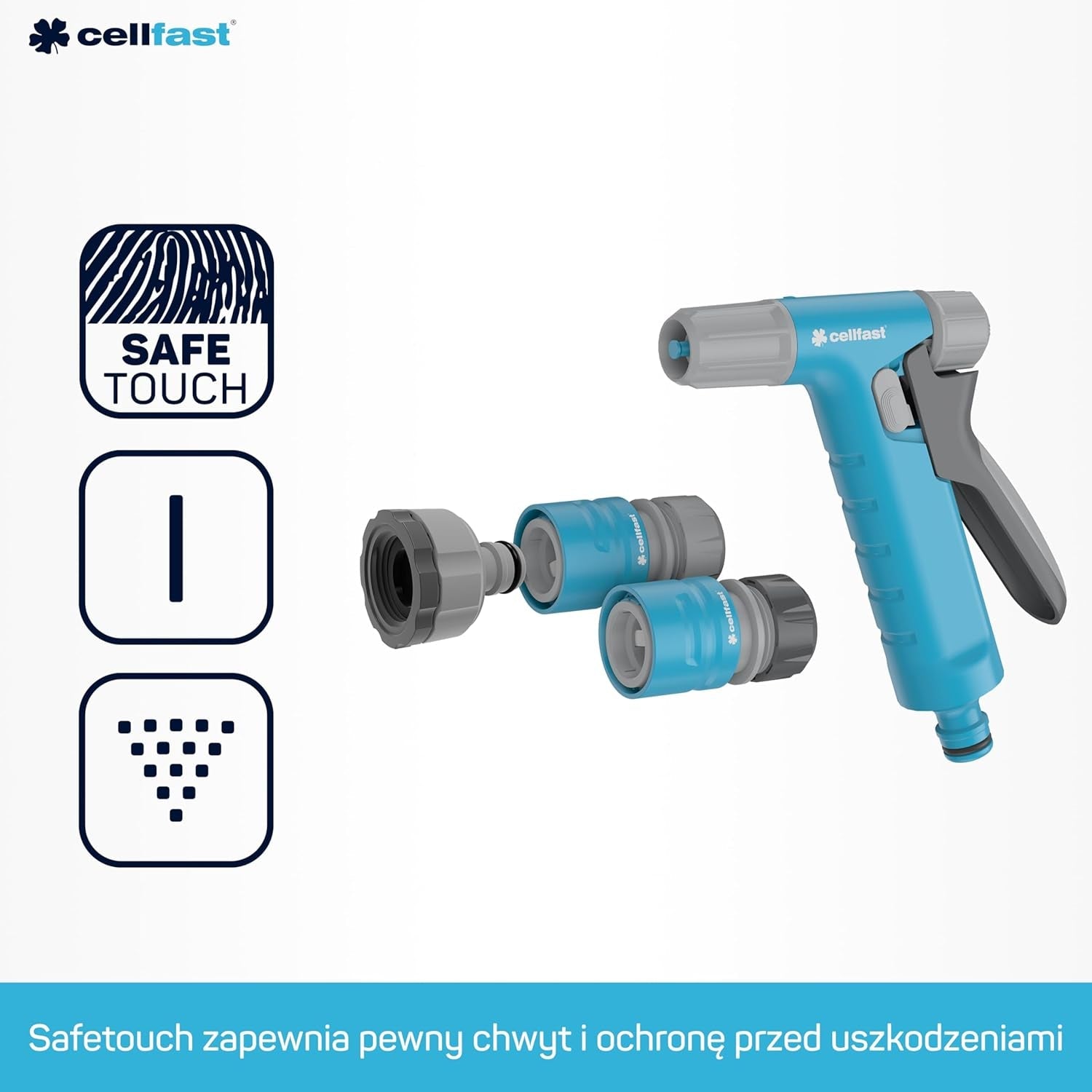 Cellfast Ideal juego de manguera de jardín, robusto, flexible, 4 capas, aspersor, resistente a los rayos UV y a las algas, tecnología Reach, 27 bar, -20/+60° a corto plazo, 1/2 pulgada, 20 m